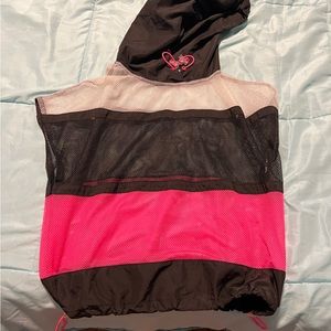 Mesh tri color running top with hood